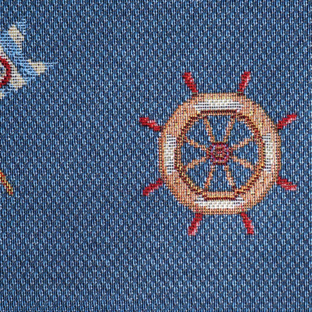 Dekostoff Jacquard Maritime Motive auf blau